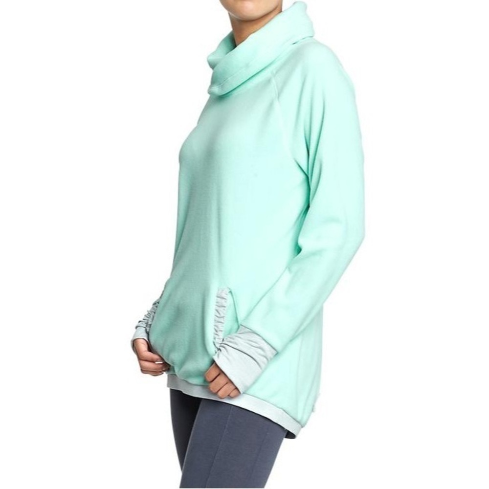 Fleece Funnel-Neck Pullover With Thumbhole Sleeves